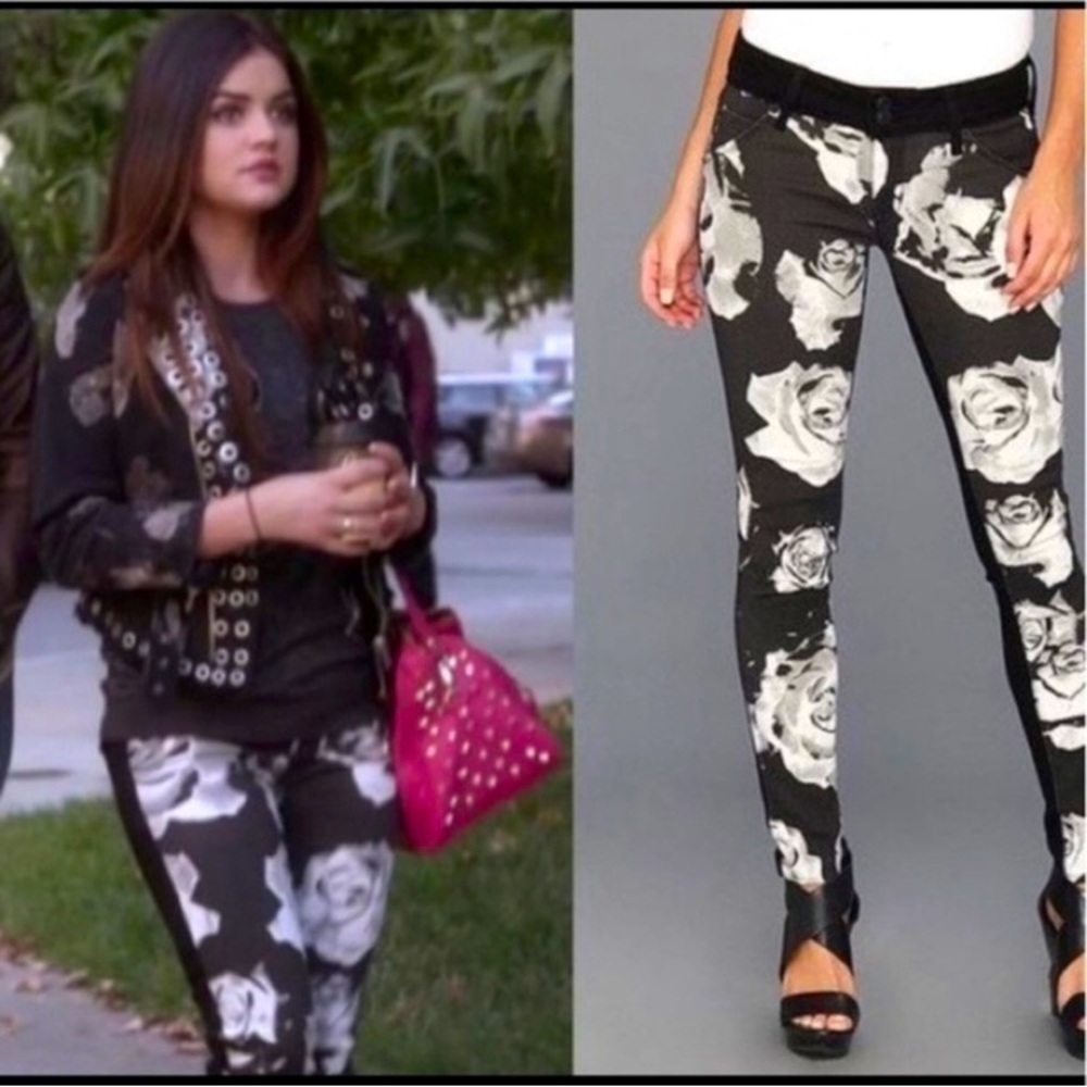 Hudson rose floral jeans seen on PLL